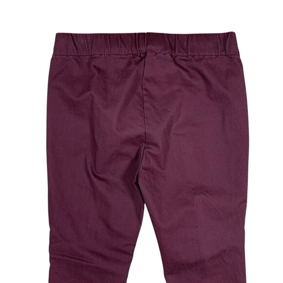 Soft Surroundings Pull On Ankle Pants PM Burgundy Stretch Slim Fit Buttons - Picture 5 of 6